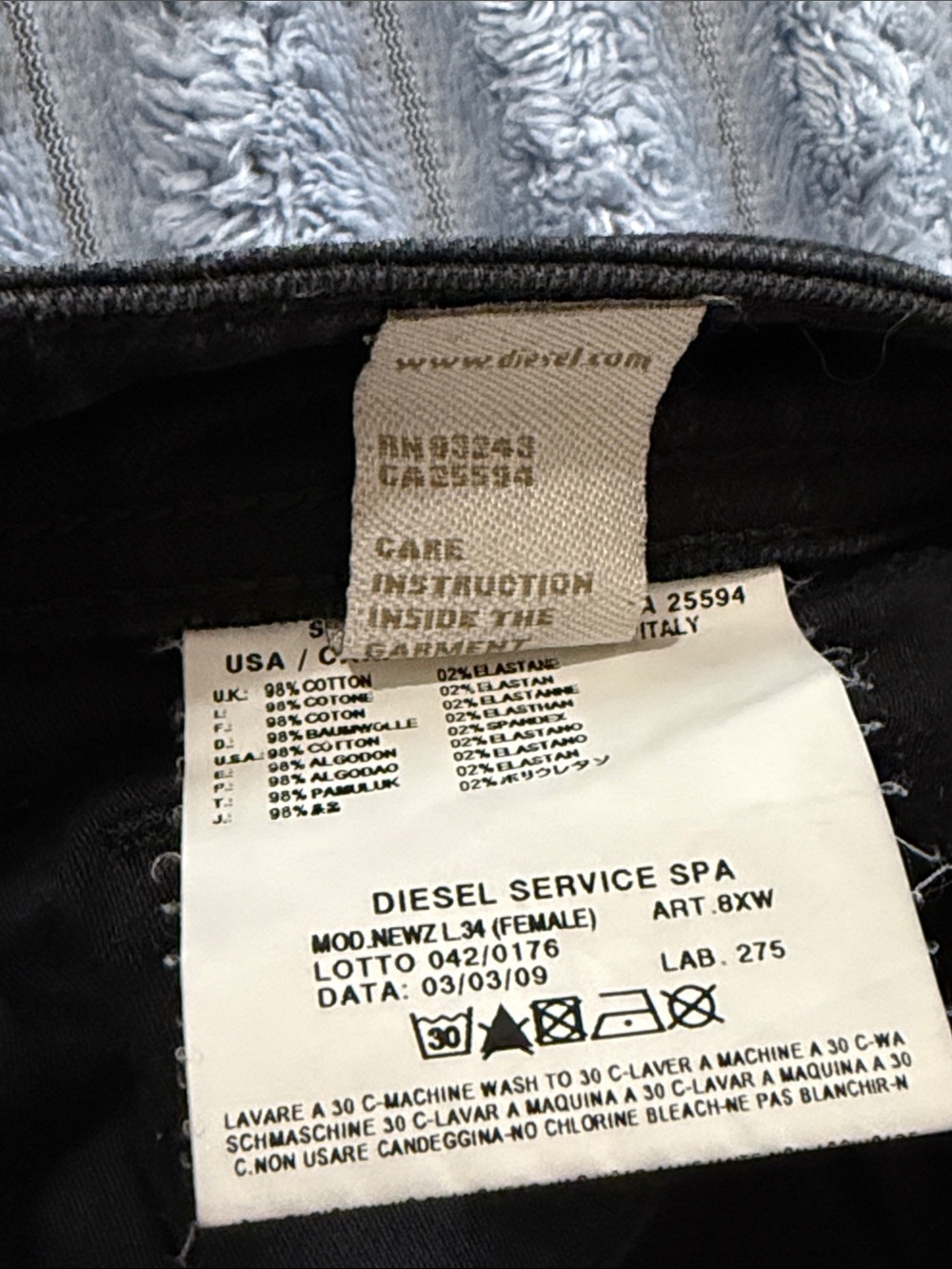 Diesel "Newz" Y2K Low-Rise Black Straight Leg Jeans - Picture 5 of 10